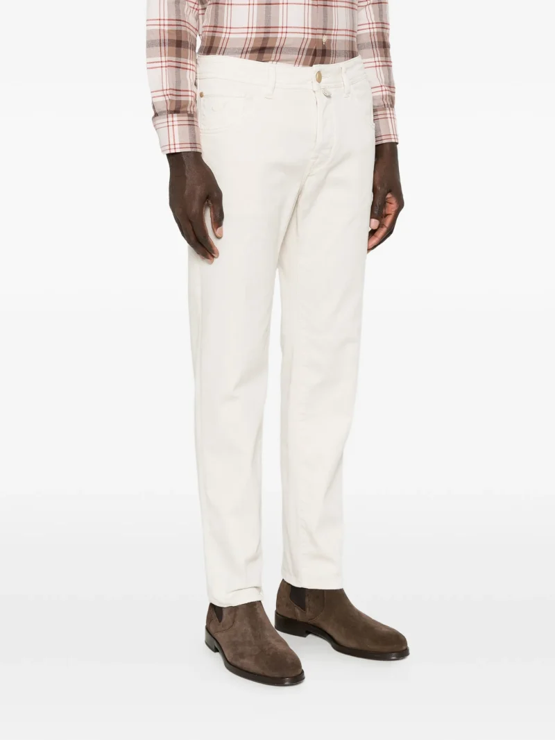 Pantaloni denim Jacob Cohen Logo-Patch Straight-Leg ecru - imagine 3