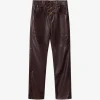 Pantaloni Isabel Marant Brinley Leather visiniu