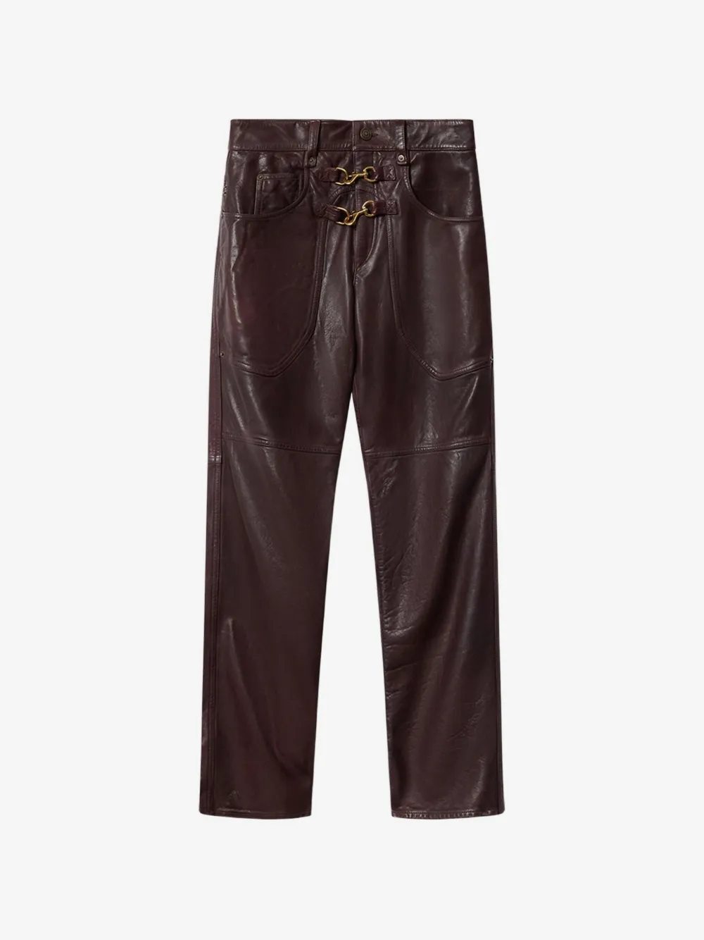 Pantaloni Isabel Marant Brinley Leather visiniu