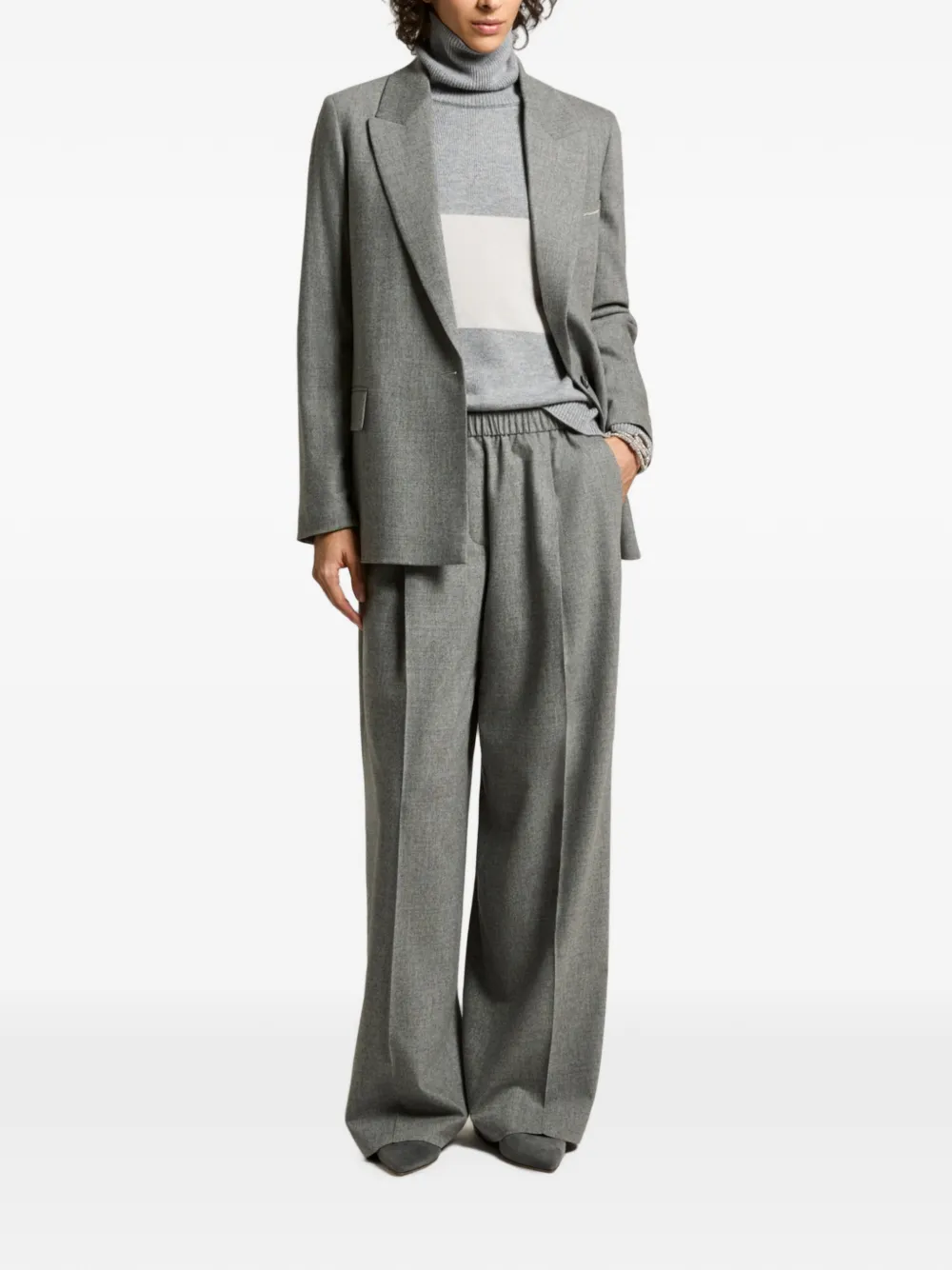 Pantaloni Peserico Pleat-Detail Elasticated-Waist gri - imagine 4