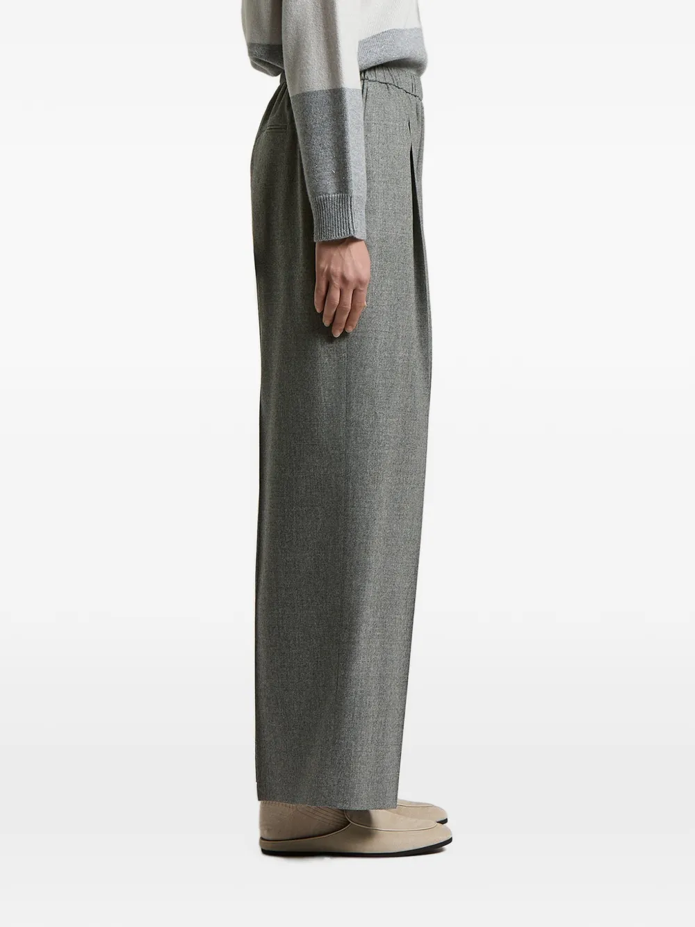 Pantaloni Peserico Pleat-Detail Elasticated-Waist gri - imagine 3