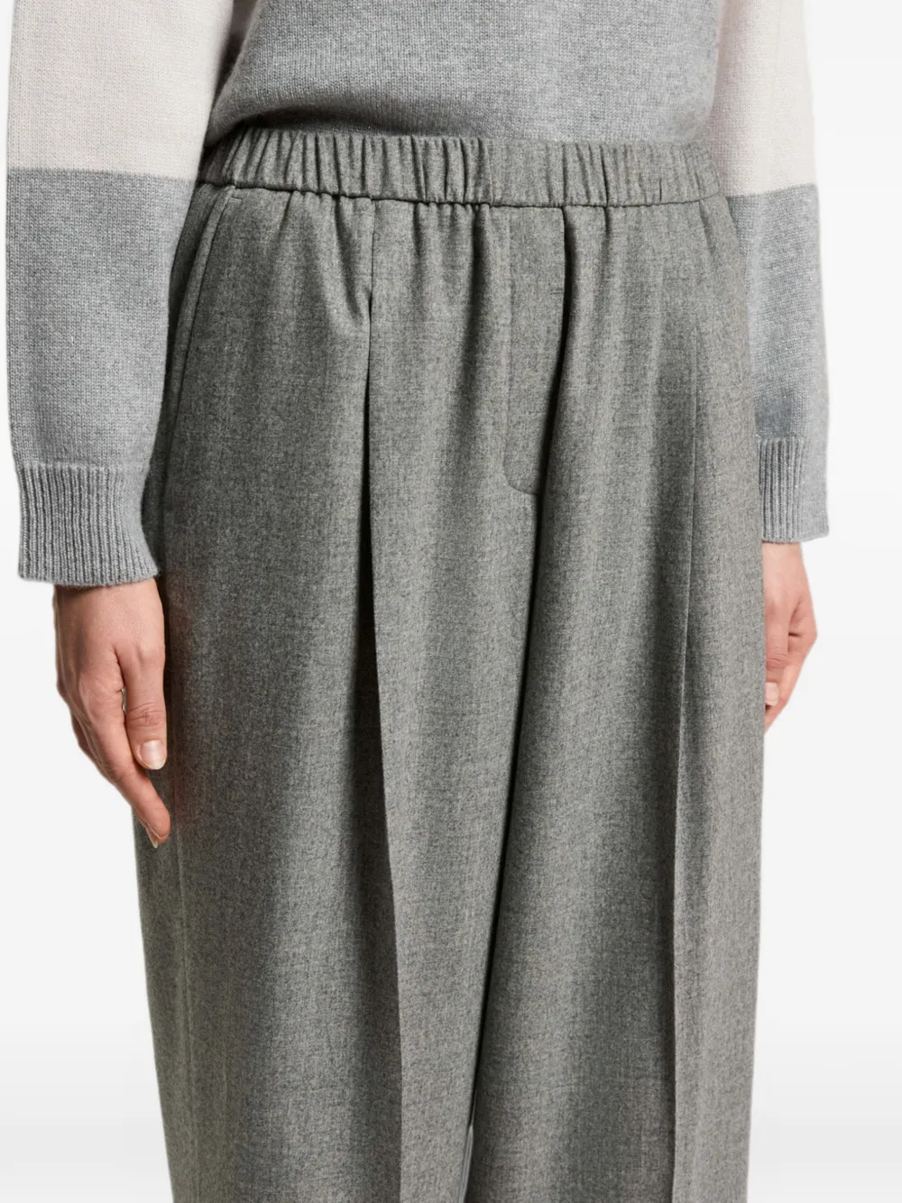 Pantaloni Peserico Pleat-Detail Elasticated-Waist gri - imagine 5