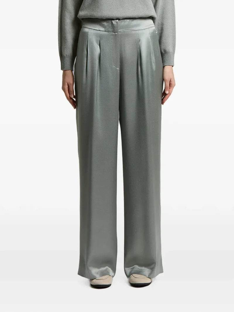 Pantaloni Peserico Pleat-Detail Satin-Finish gri