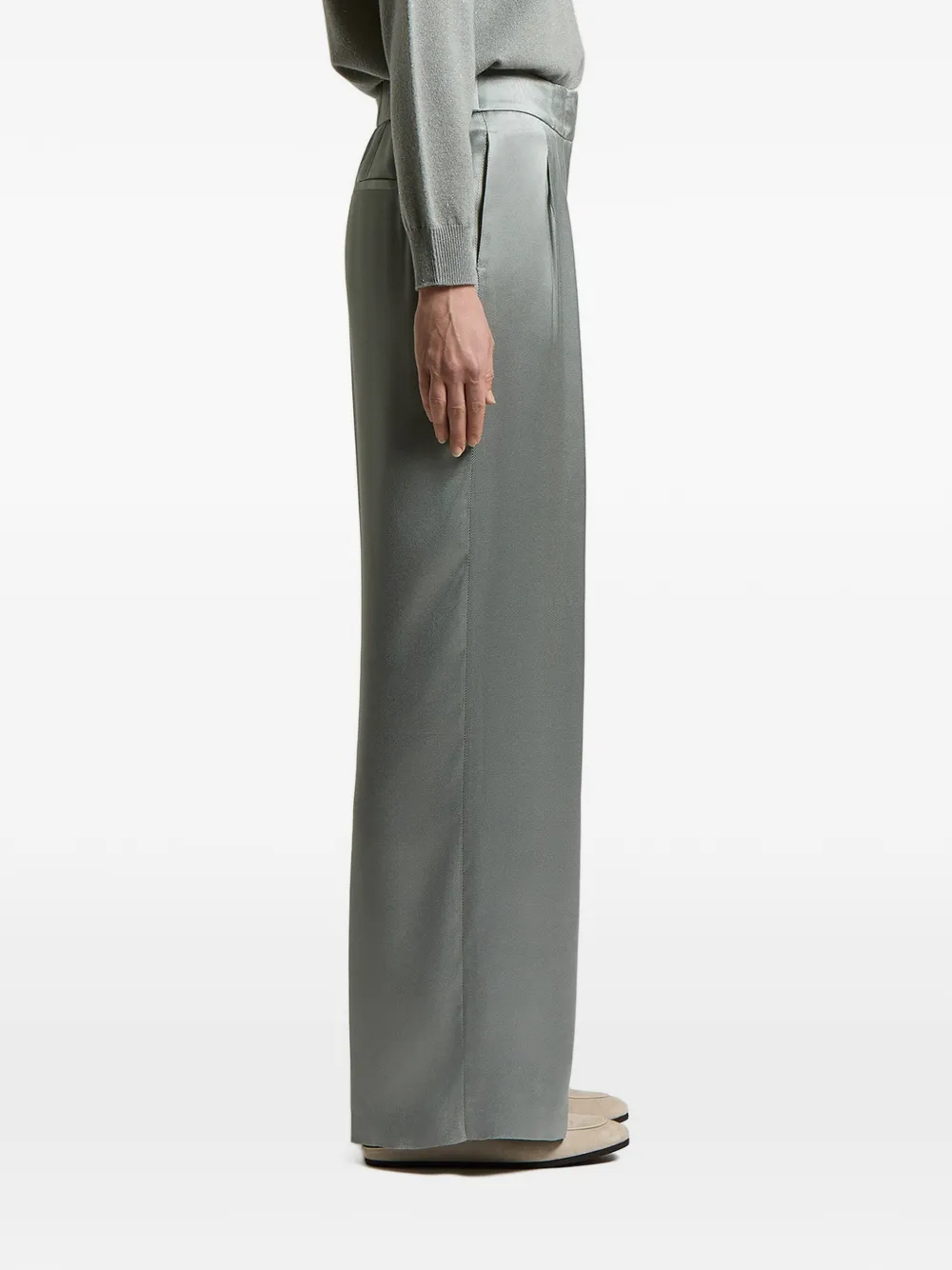 Pantaloni Peserico Pleat-Detail Satin-Finish gri - imagine 3