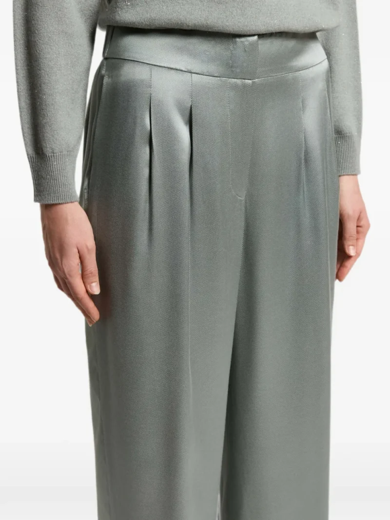 Pantaloni Peserico Pleat-Detail Satin-Finish gri - imagine 4