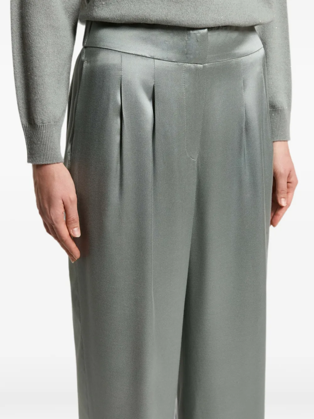 Pantaloni Peserico Pleat-Detail Satin-Finish gri - imagine 4