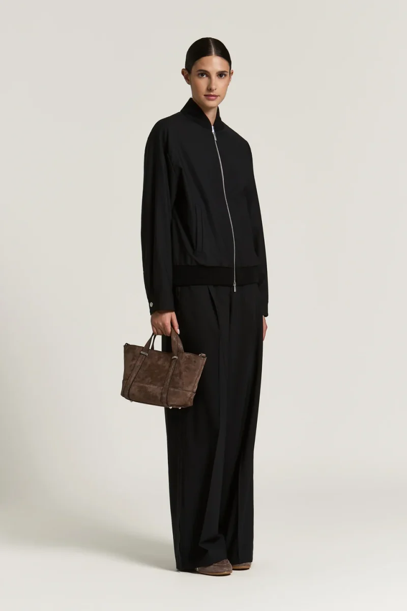 Alternative view of Pantaloni Peserico Satin-Trim Pleated negru