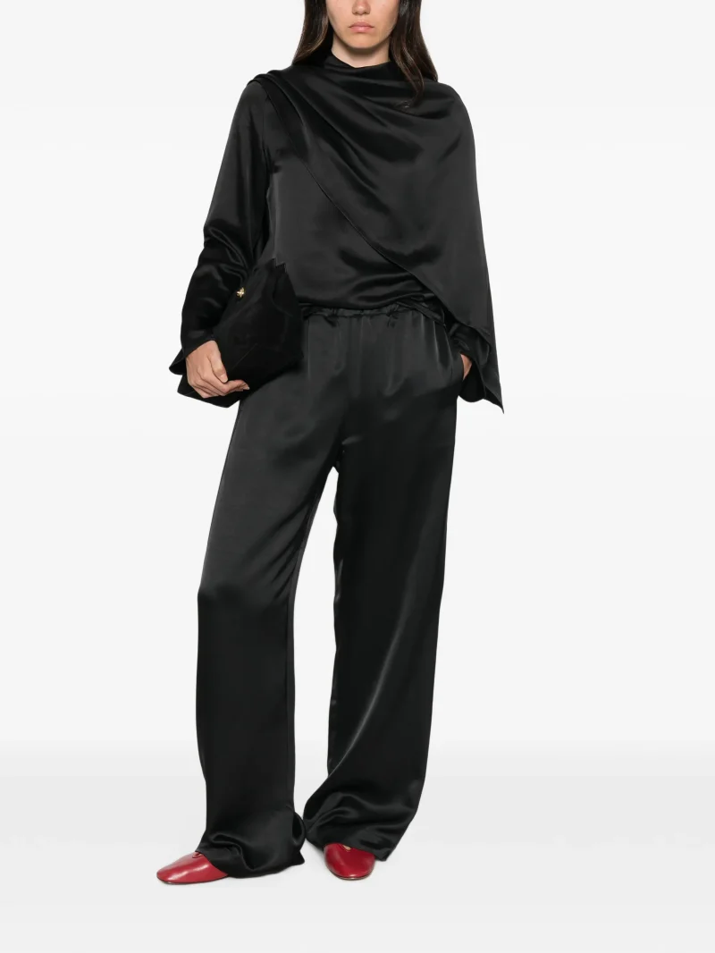 Pantaloni Rohe Relaxed Fit Satin negru - imagine 4