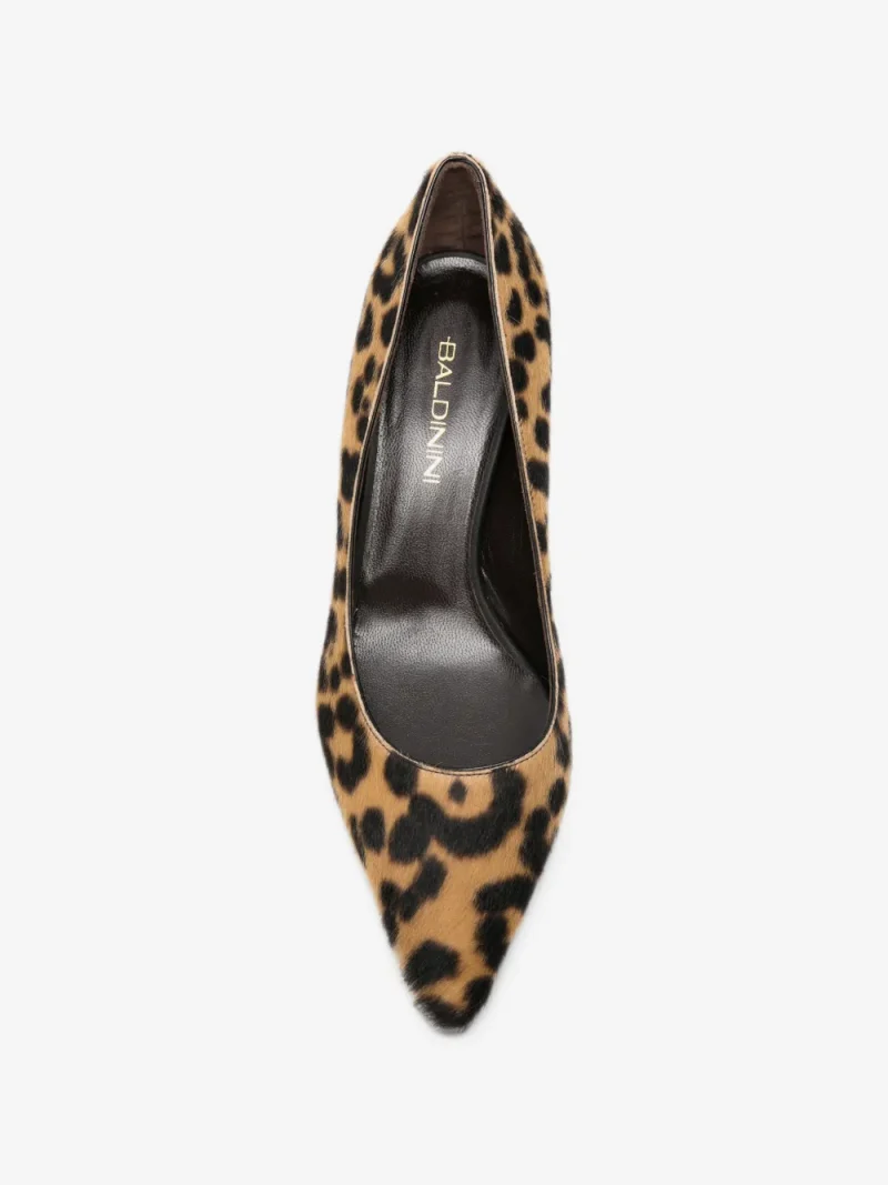Pantofi Baldinini Leopard-Print Hair-Texture maro - imagine 4