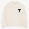 Pulover white wool polo with Ami de Coeur alb