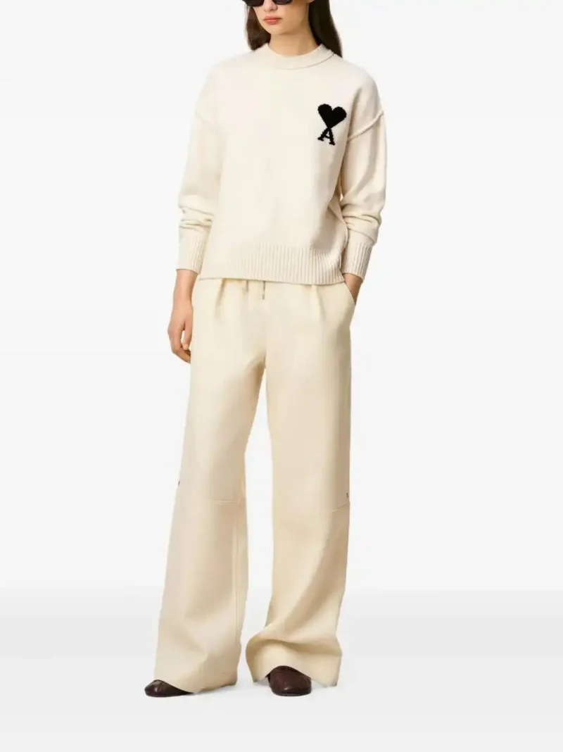 Pulover Ami De Coeur Crew-Neck Wool ecru - imagine 6