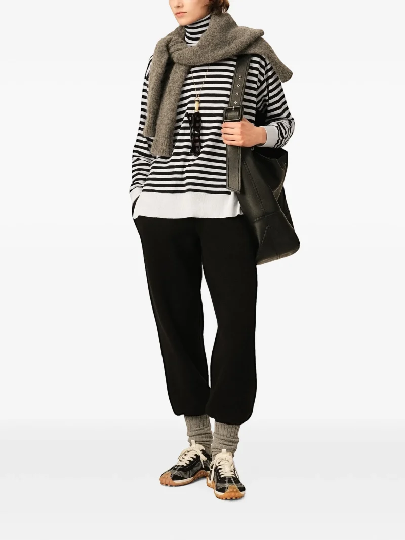 Pulover Ami Paris Sailor Striped Turtleneck alb - imagine 4
