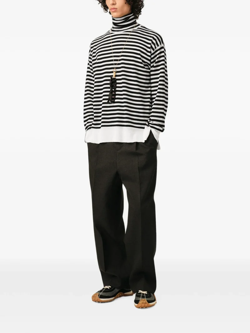 Pulover Ami Paris Sailor Striped Turtleneck alb - imagine 5