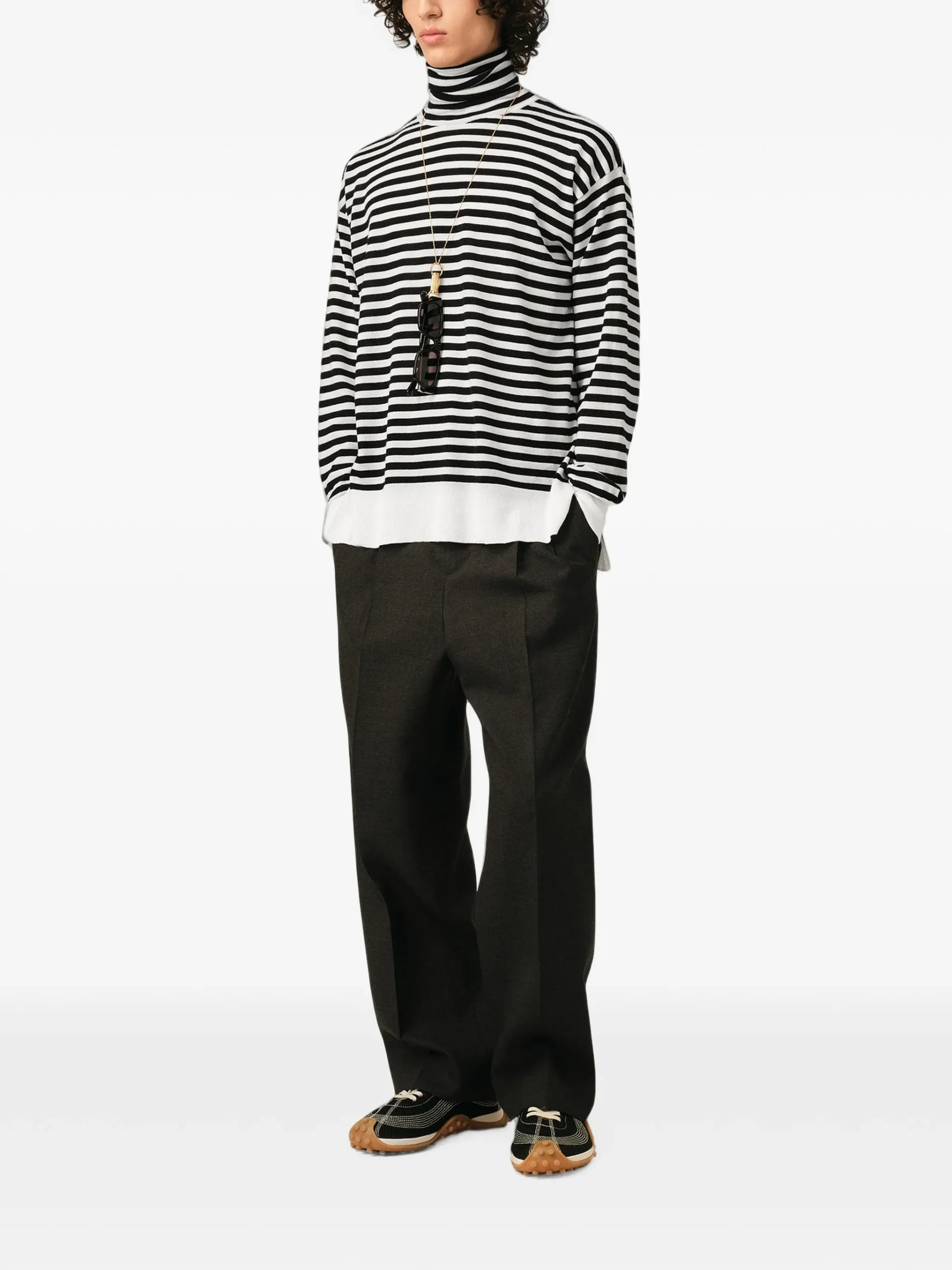 Pulover Ami Paris Sailor Striped Turtleneck alb - imagine 5