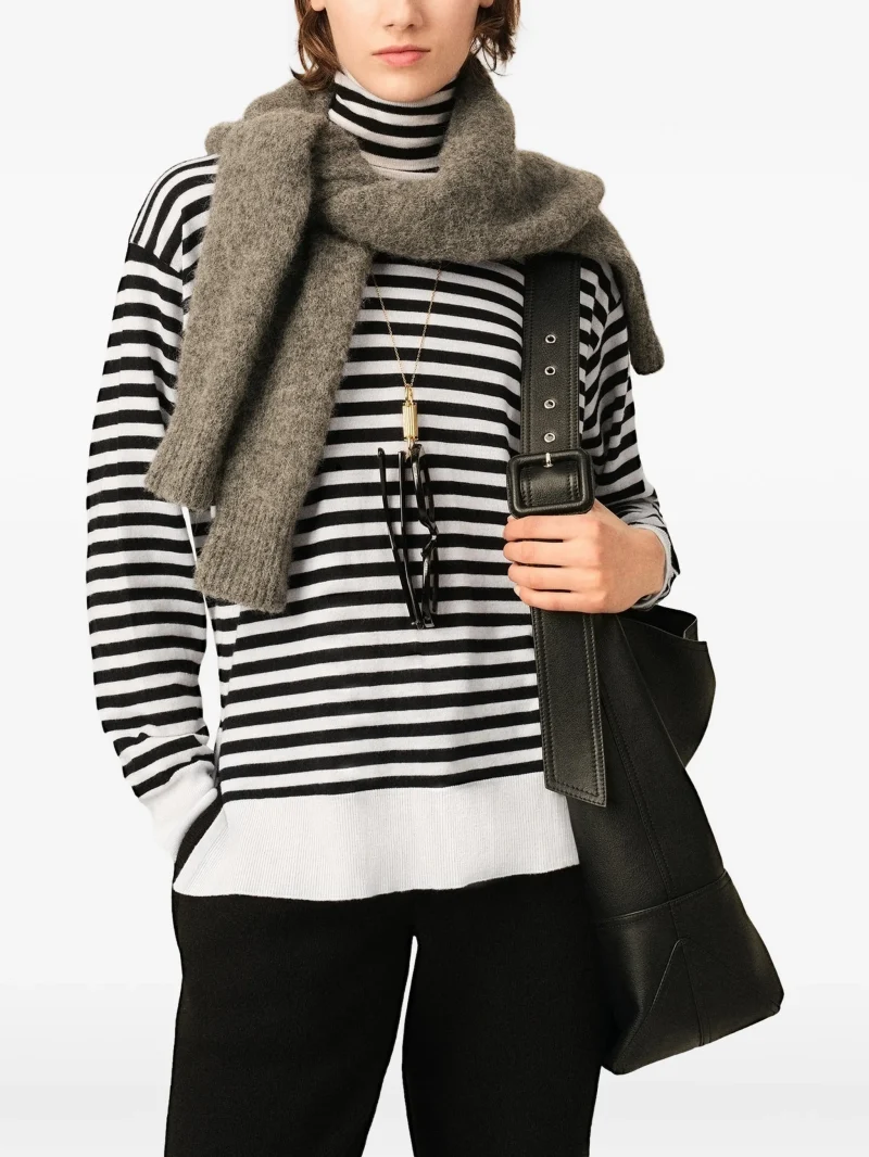 Pulover Ami Paris Sailor Striped Turtleneck alb - imagine 3