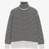 Pulover Ami Paris Sailor Striped Turtleneck alb