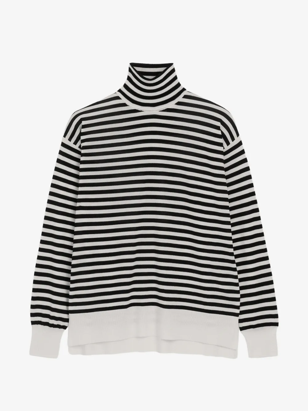 Pulover Ami Paris Sailor Striped Turtleneck alb