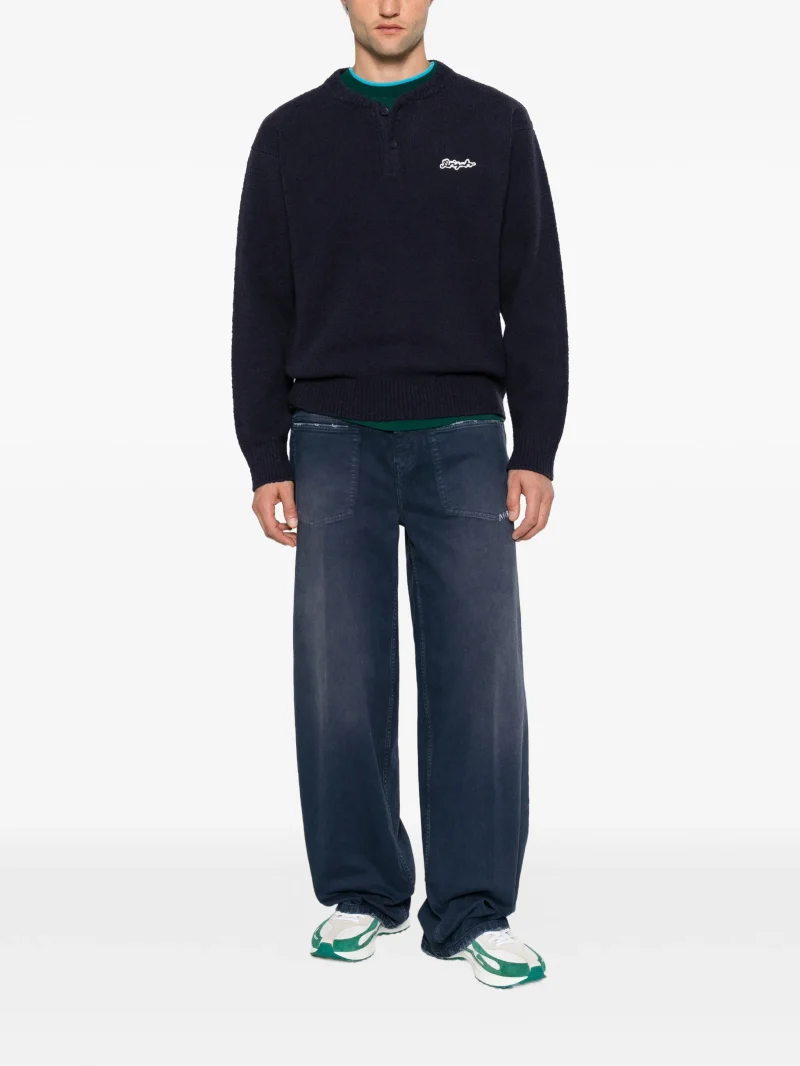 Pulover Axel Arigato Tag Logo-Patch Henley bleumarin - imagine 4