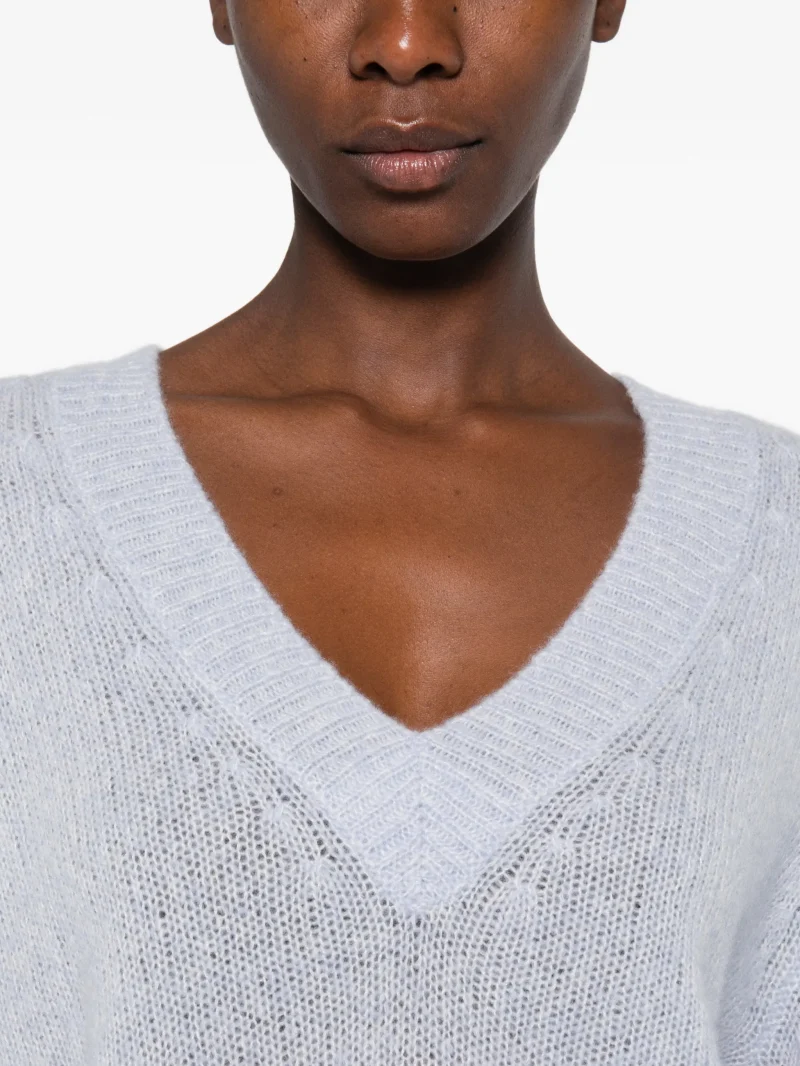 Pulover Lisa Yang Leona V-neck albastru - imagine 4