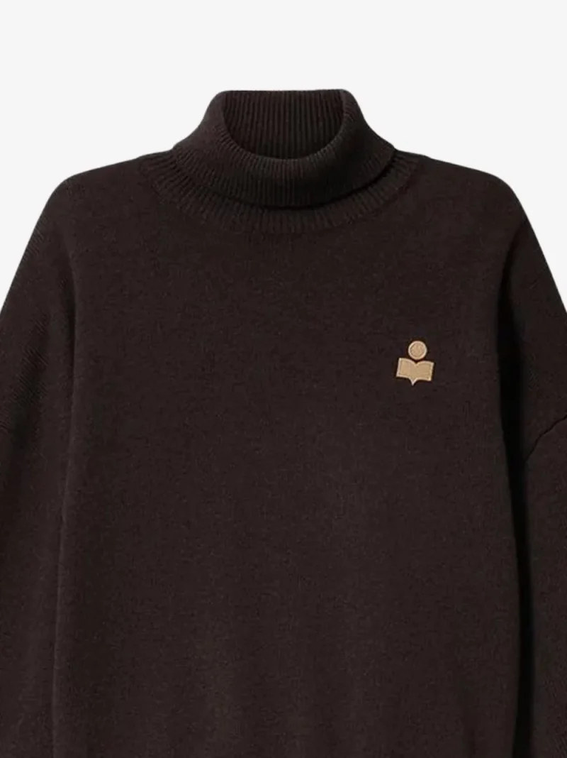 Pulover Marant Etoile Nasha Logo-Embroidered Roll-Neck maro - imagine 3