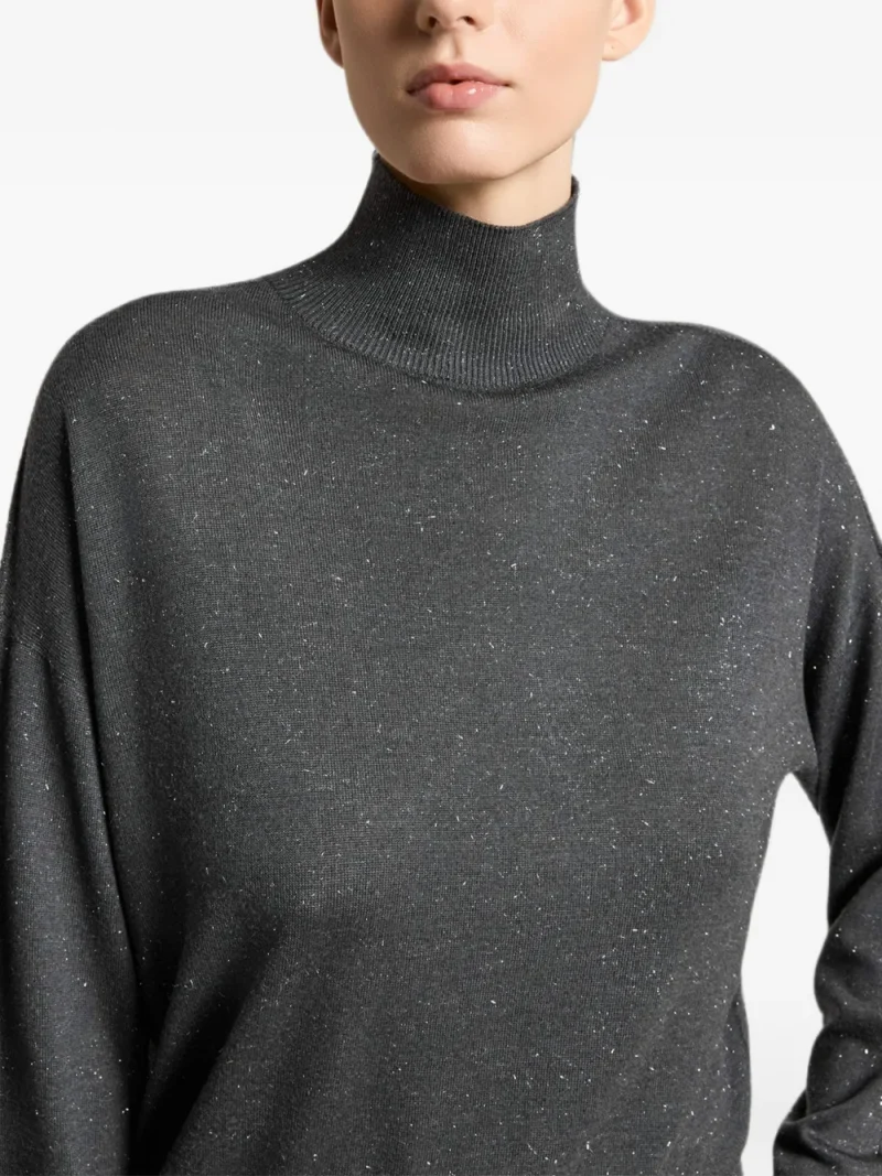 Pulover Peserico Flecked High-Neck gri - imagine 3
