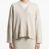 Pulover Peserico Ribbed-Knit V-neck bej