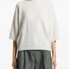 Pulover Peserico Sequin-Embellished Short-Sleeve alb