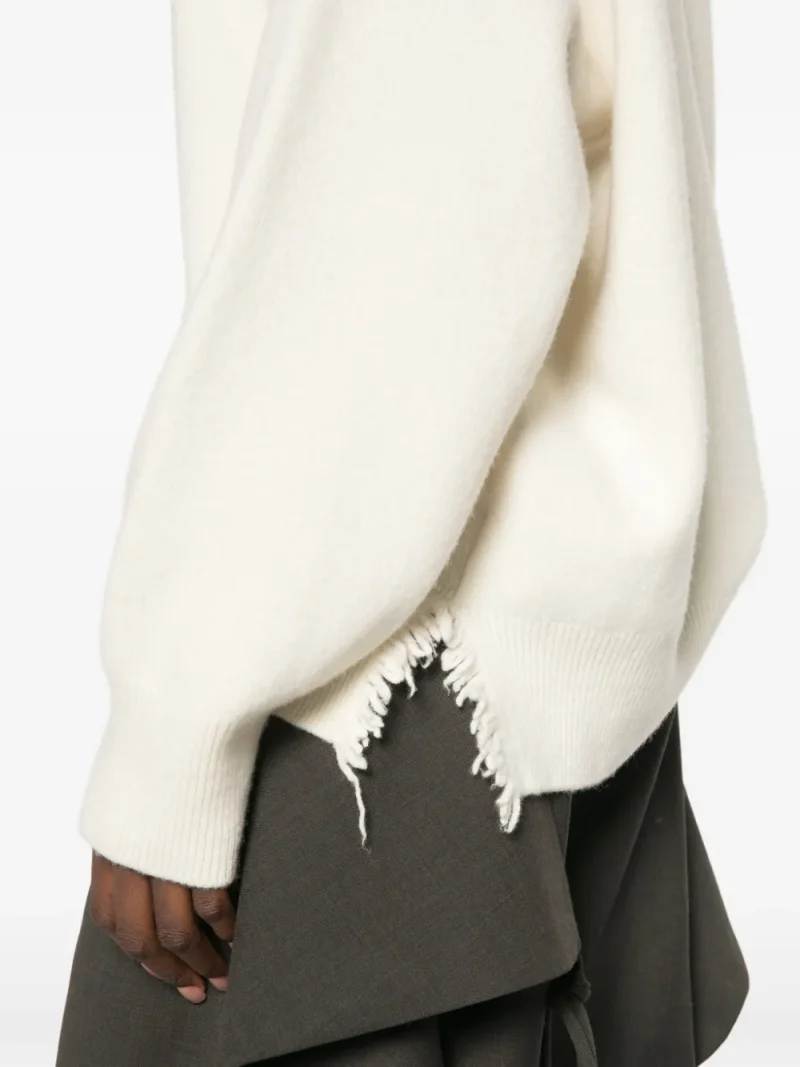 Pulover Rohe Long-Sleeve Fringed ecru - imagine 5