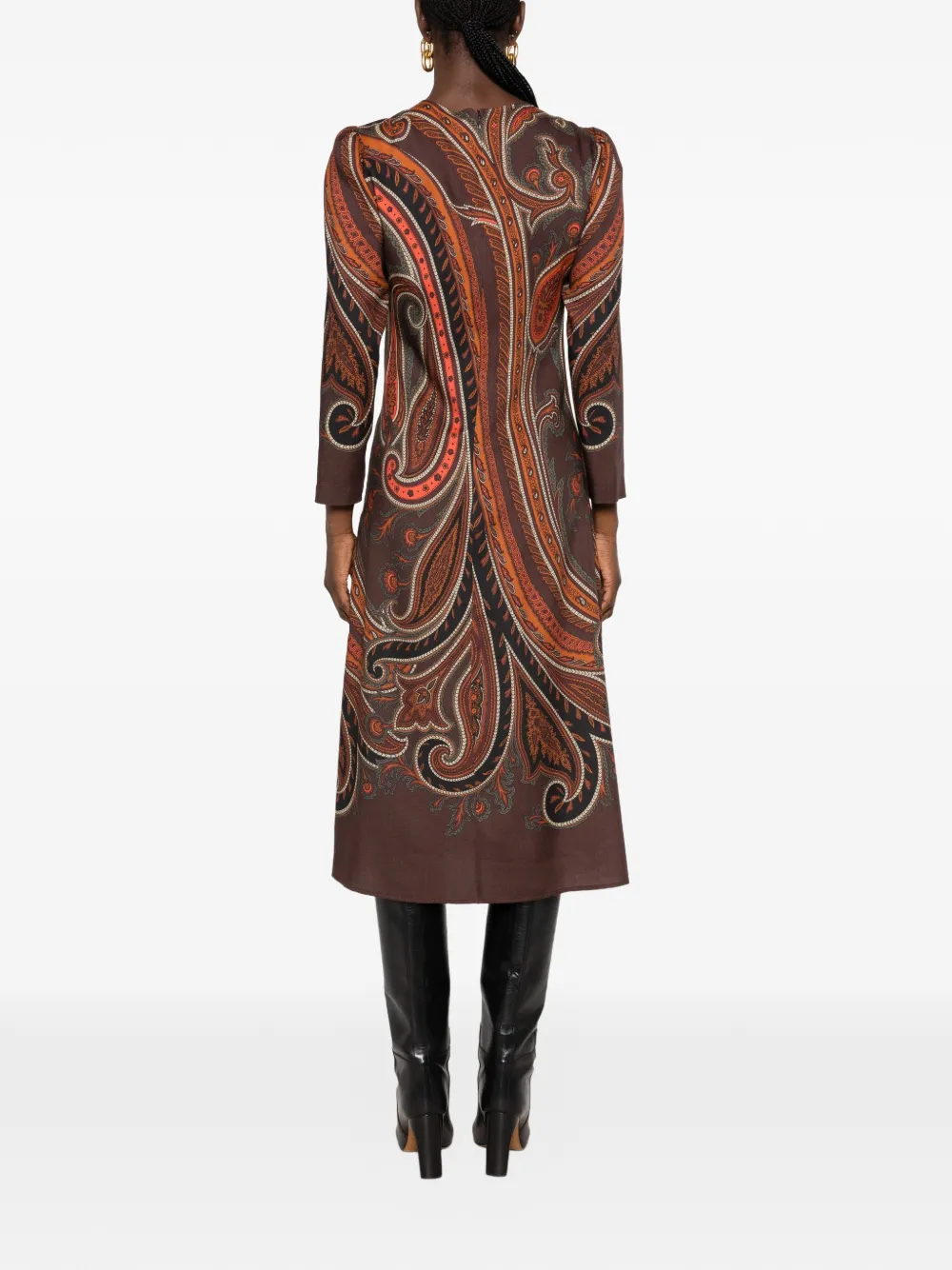 Rochie ETRO Paisley-Print Long-Sleeve maro - imagine 2
