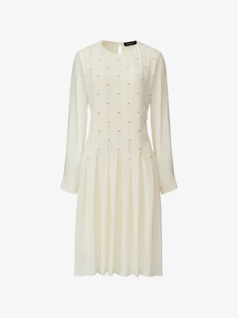 Rochie Fabiana Filippi Bead-Embellished Pleated ecru