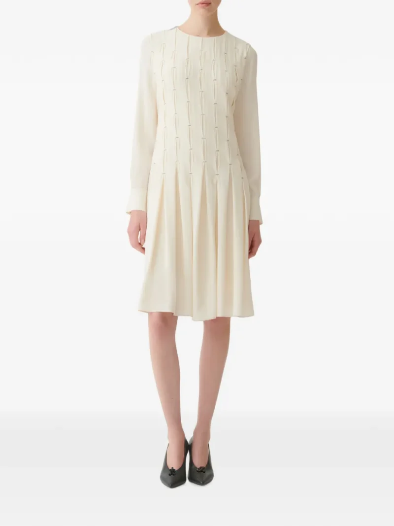 Rochie Fabiana Filippi Bead-Embellished Pleated ecru - imagine 4