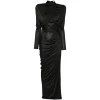 Rochie maxi Balmain Gathered Open-Back negru