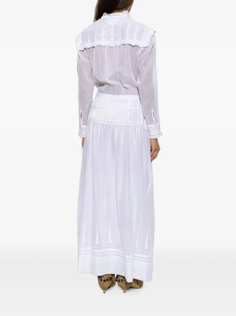 Alternative view of Rochie maxi Ruffled Embroidered alb