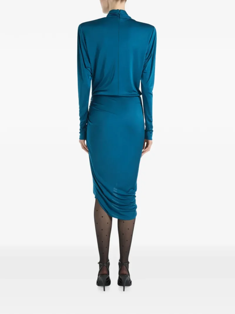 Alternative view of Rochie midi Balmain Draped Flowing Jersey albastru