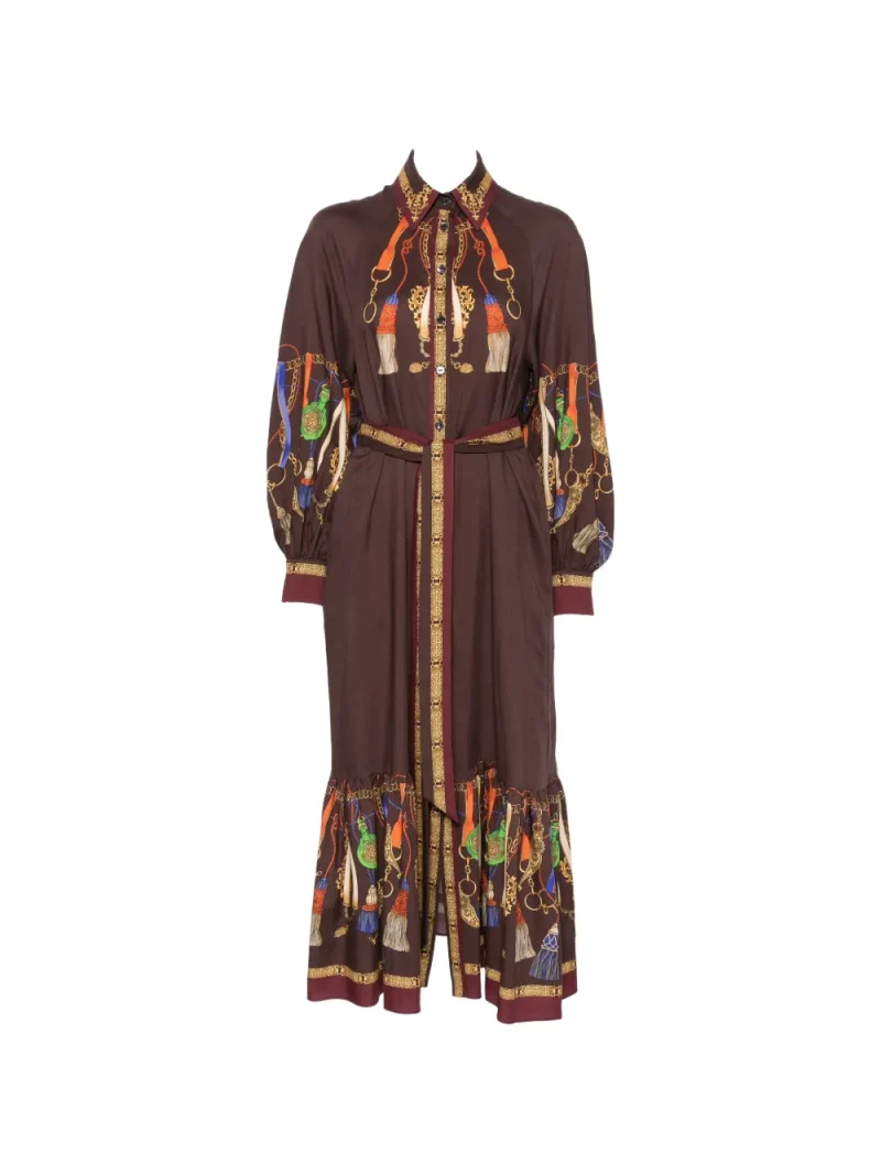 Rochie midi ETRO Tassel Print maro