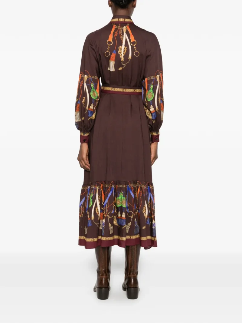 Alternative view of Rochie midi ETRO Tassel Print maro