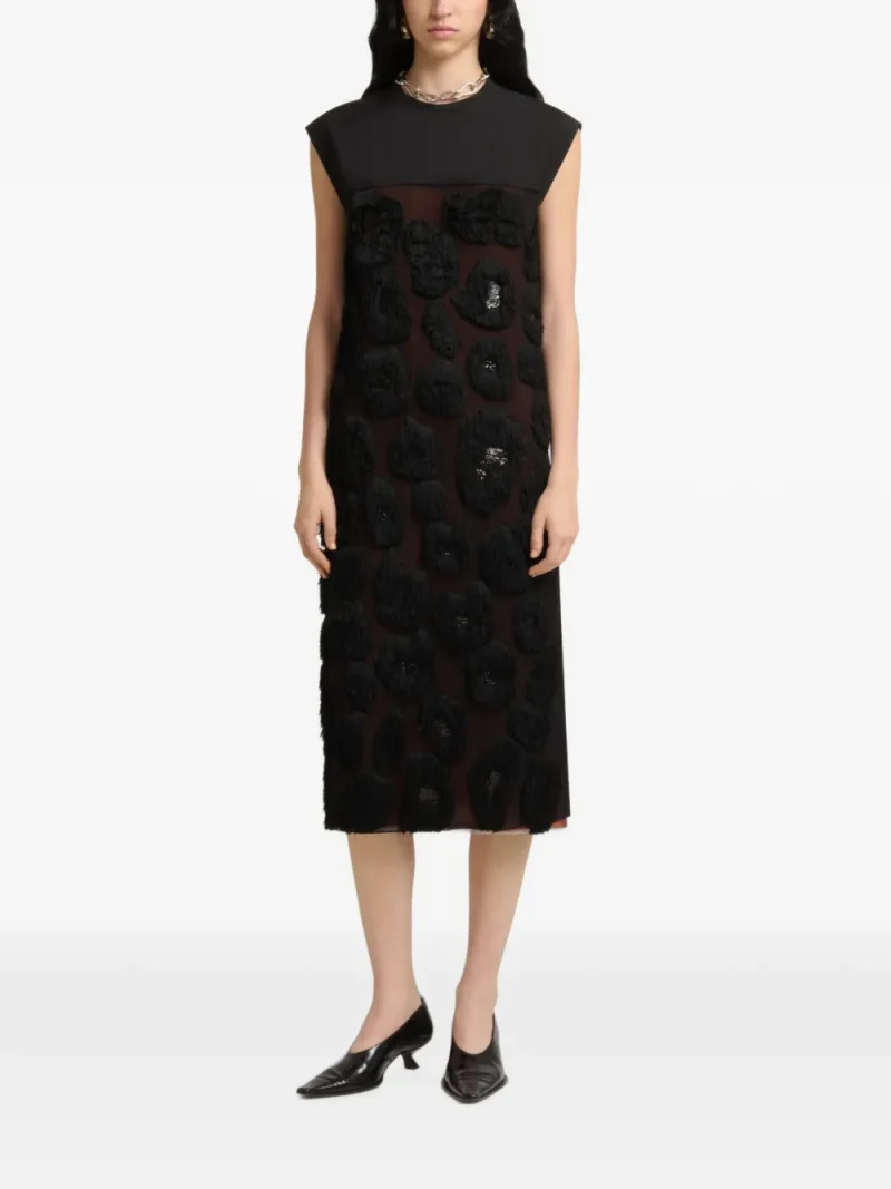 Rochie midi Marni Georgette negru - imagine 3