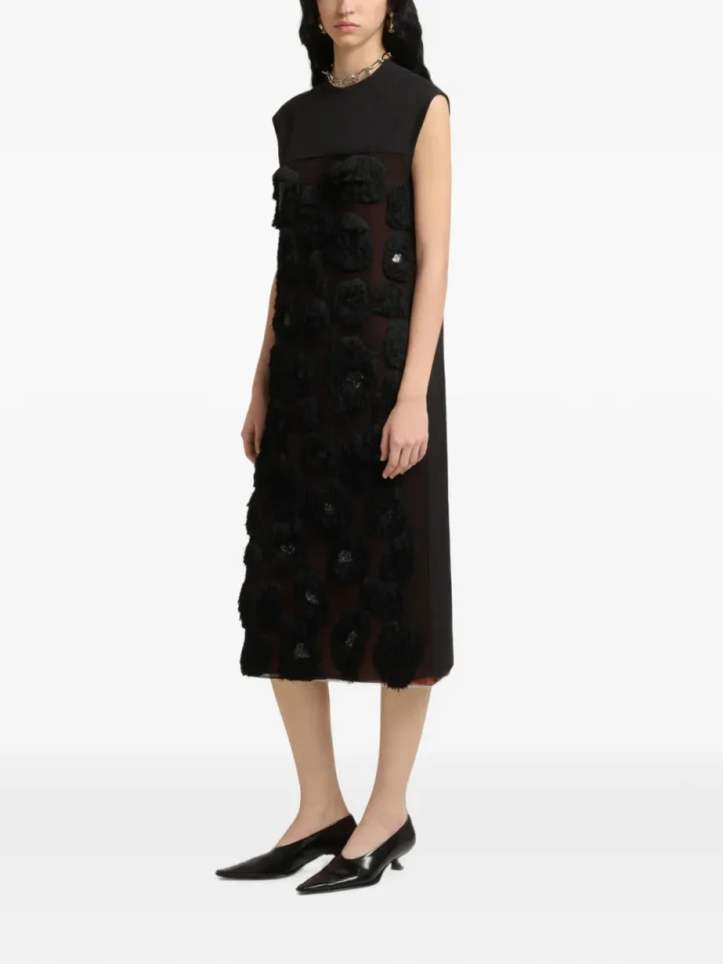 Rochie midi Marni Georgette negru - imagine 4
