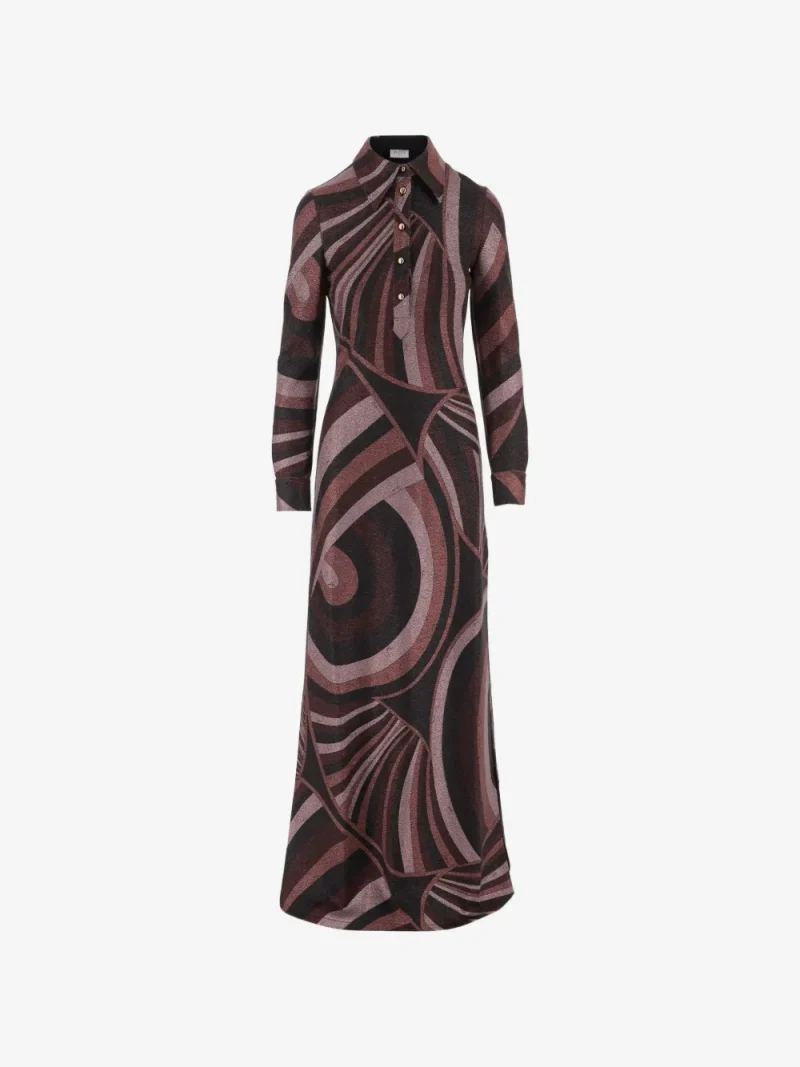 Rochie midi PUCCI Iride-Print maro