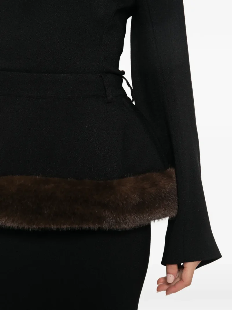 Rochie midi Stella McCartney Faux-Fur Peplum negru - imagine 5