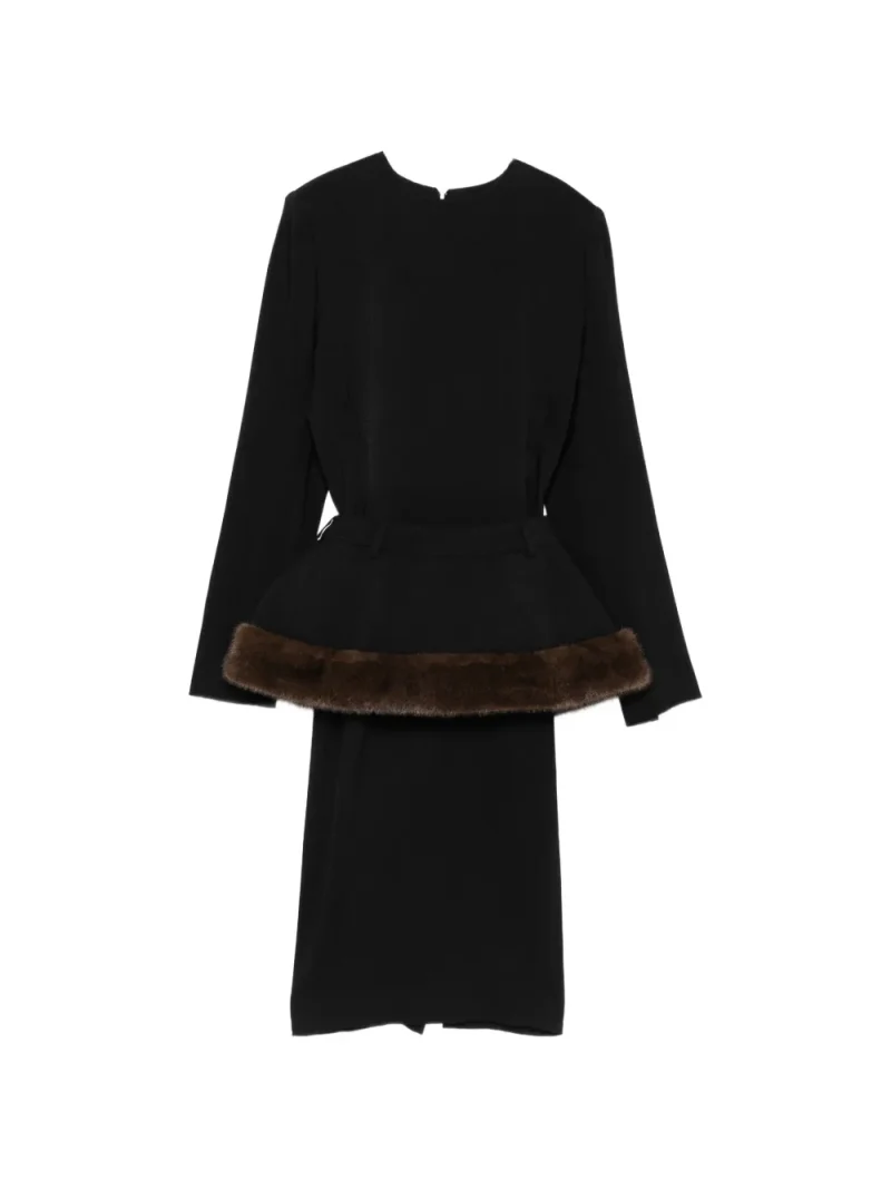 Rochie midi Stella McCartney Faux-Fur Peplum negru