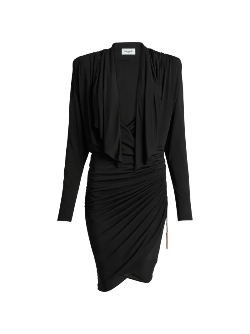 Rohie midi Balmain Draped Flowing Jersey negru