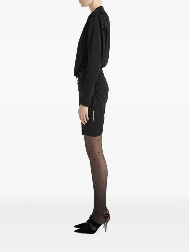 Rohie midi Balmain Draped Flowing Jersey negru - imagine 3