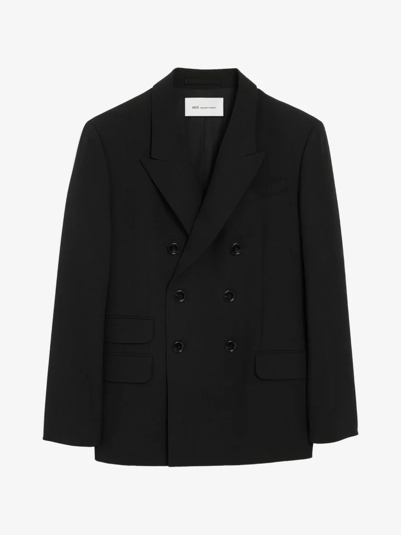 Sacou Ami Paris Double Breasted Straight-Fit negru