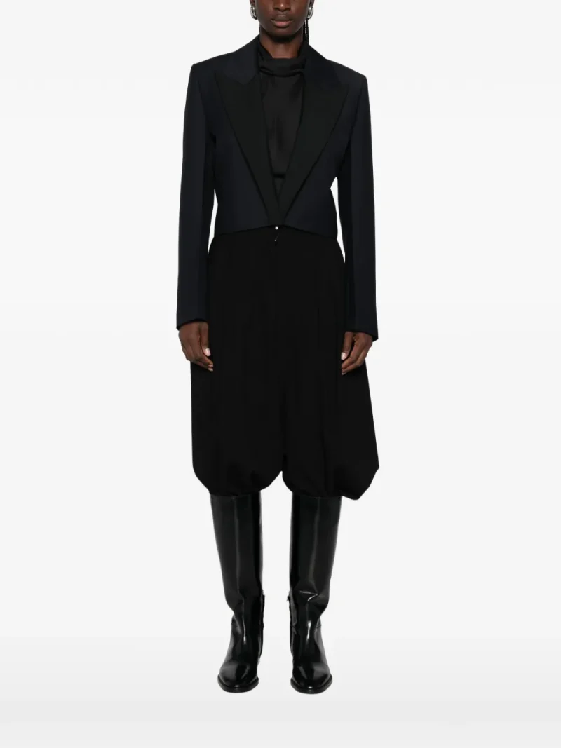 Sacou Rohe Cropped Peak-Lapel bleumarin - imagine 3
