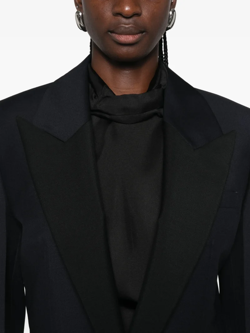 Sacou Rohe Cropped Peak-Lapel bleumarin - imagine 5