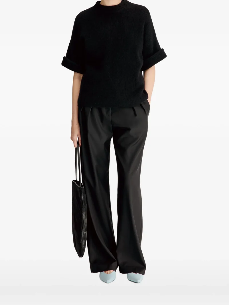 Alternative view of Top LouLou De Saison Tamia rolled-sleeve negru