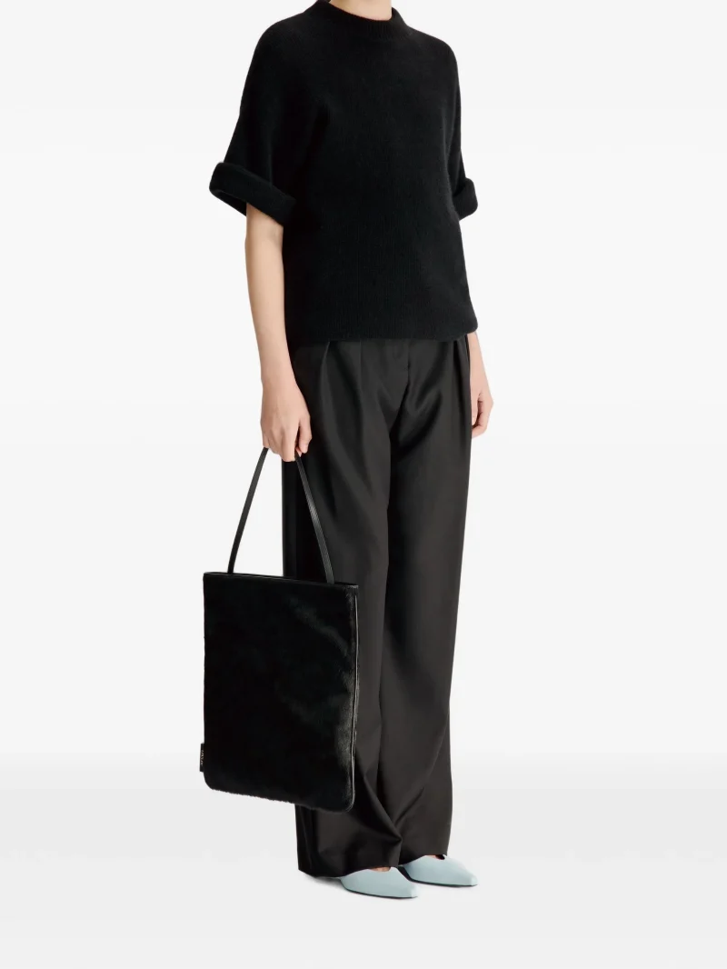Top LouLou De Saison Tamia rolled-sleeve negru - imagine 4
