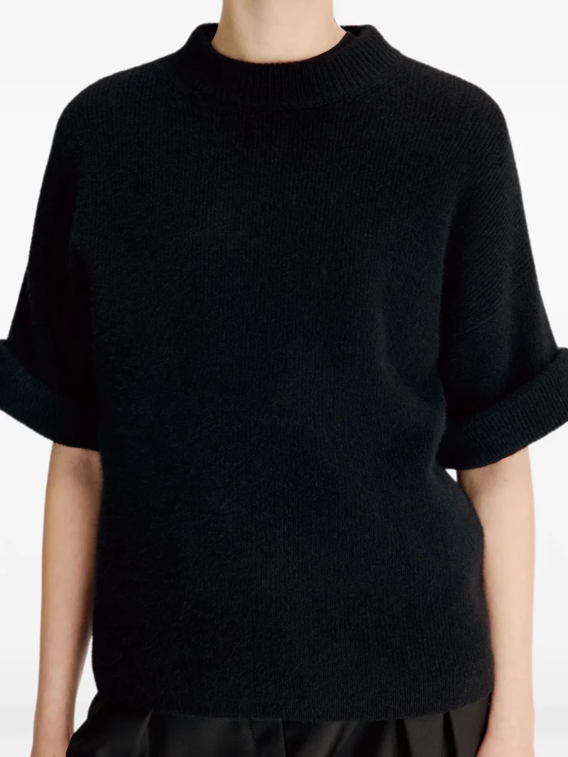 Top LouLou De Saison Tamia rolled-sleeve negru - imagine 3