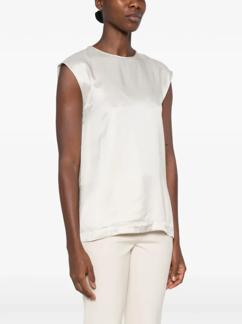 Top Peserico Bead-Trim Sleeveless bej - imagine 3